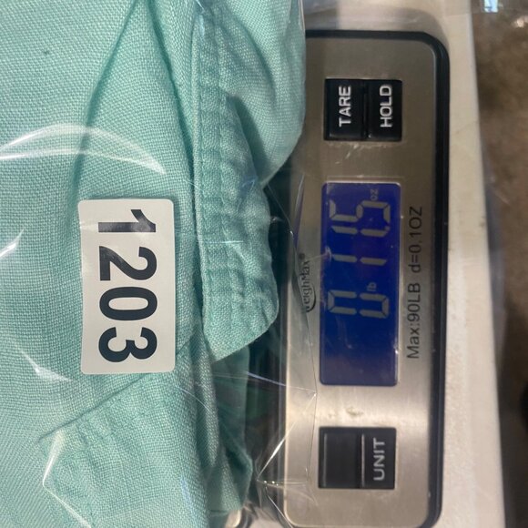 JM Collection Linen Top Womens Size 14 Teel Button Up 3/4 Sleeves Studded Pocket - Picture 14 of 14